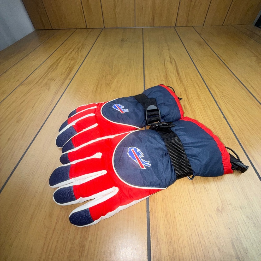 Buffalo Bills NFL Team Apparel Mens Medium Ski Gloves Blue Red Winter Insulated